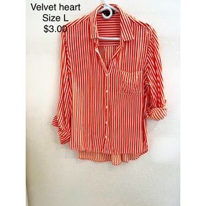 Velvet heart 3/4 sleeve button down
